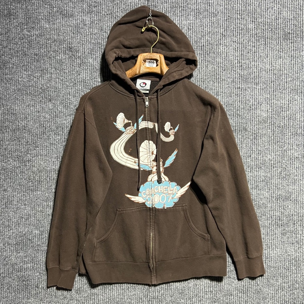 Vintage Coachella‎ 2007 Zip Up Hoodie Women M Brown Music Festival Y2K Concert